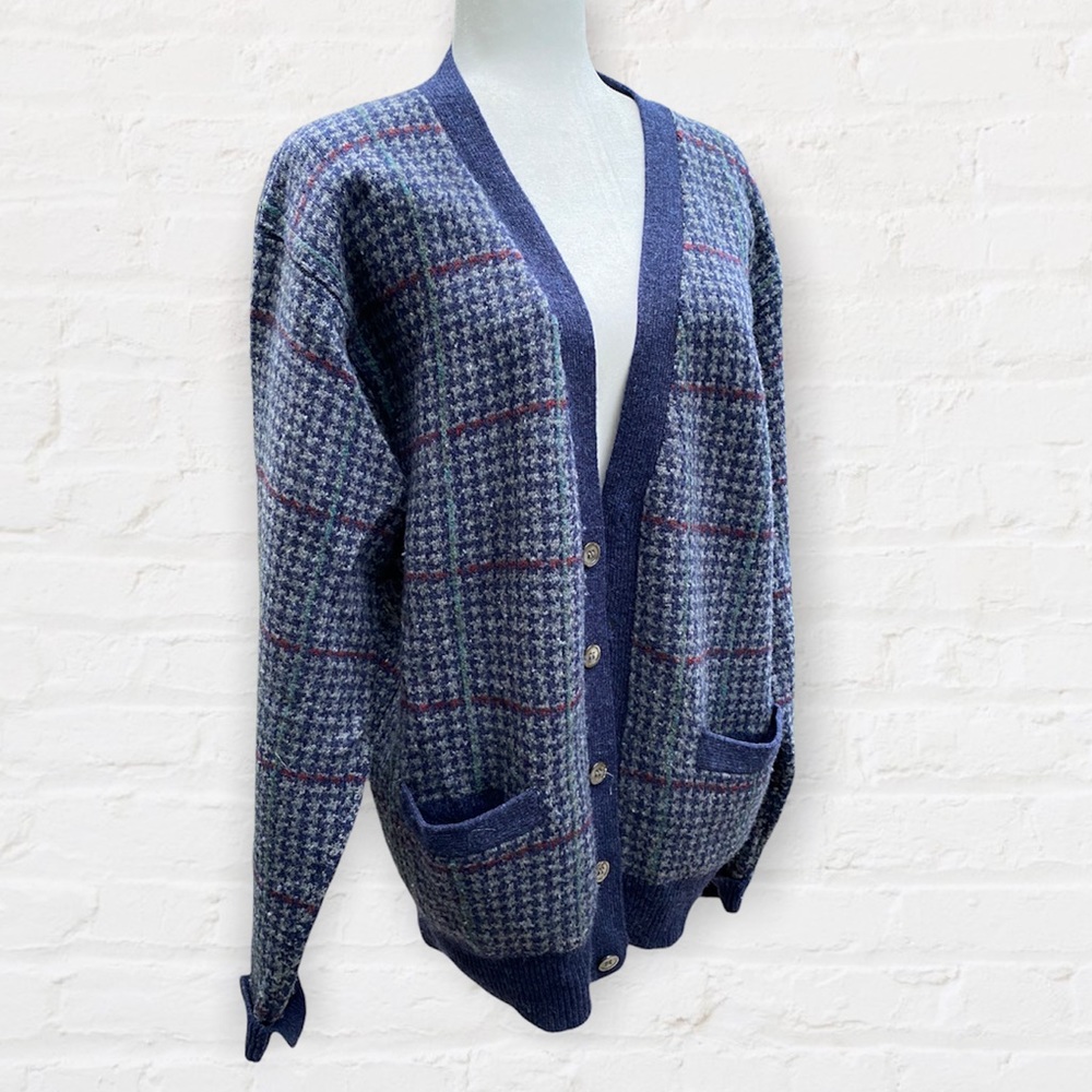 Vintage 100% Wool Plaid Grandpa Cardigan - Picture 2 of 4